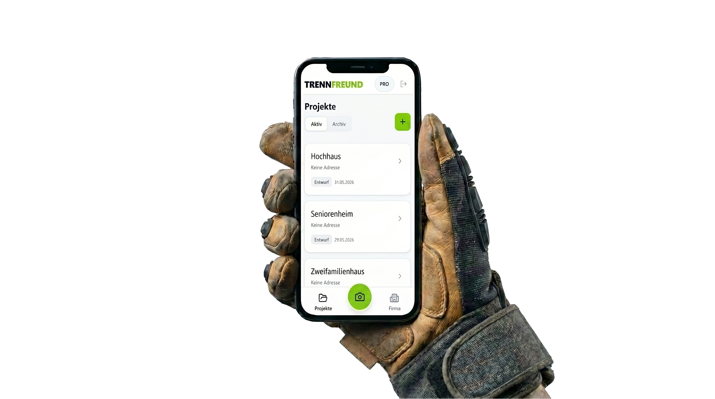 Bauarbeiter mit Trennfreund App